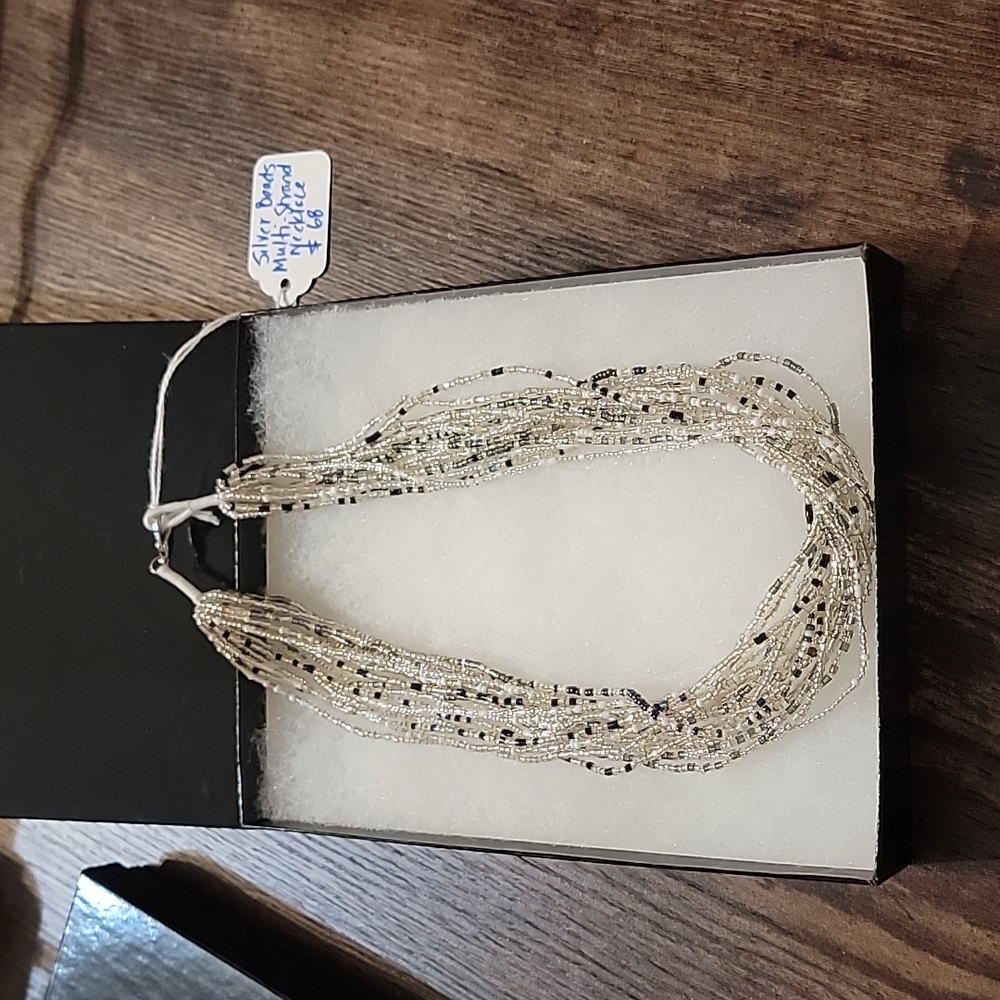 NWT Silver Multi-Strand Beaded Necklace